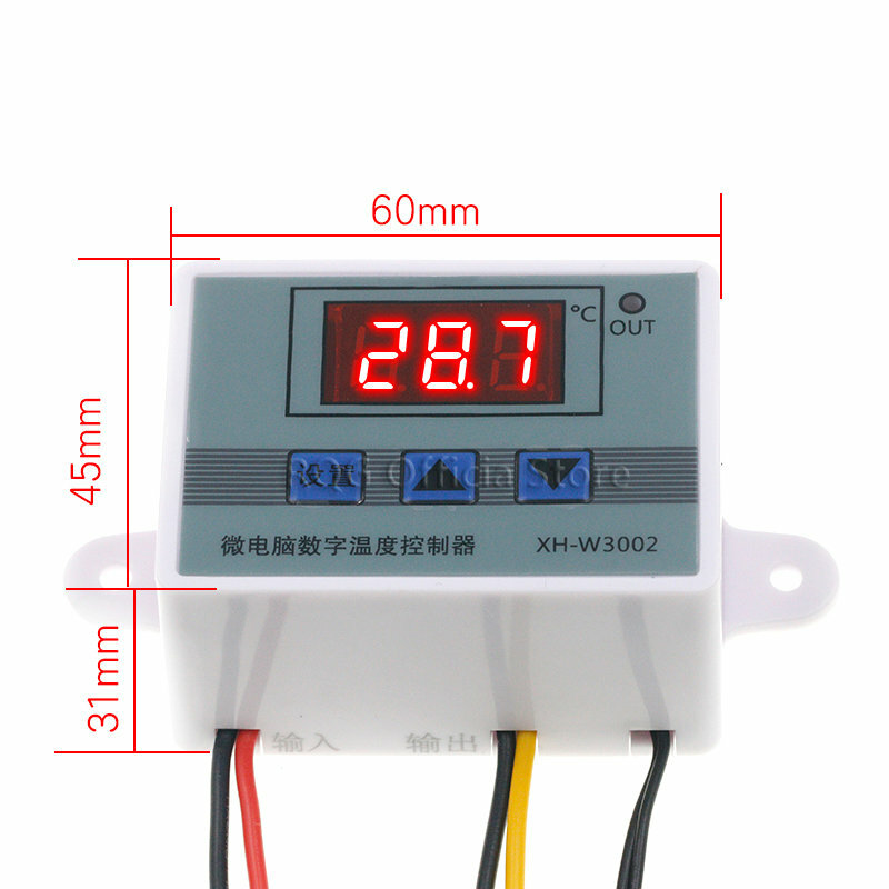 Digital LED Controlador de Temperatura, Termostato, Interruptor de Controle, Sonda com Sensor Impermeável, 10A, XH-W3002, 220V, 12V