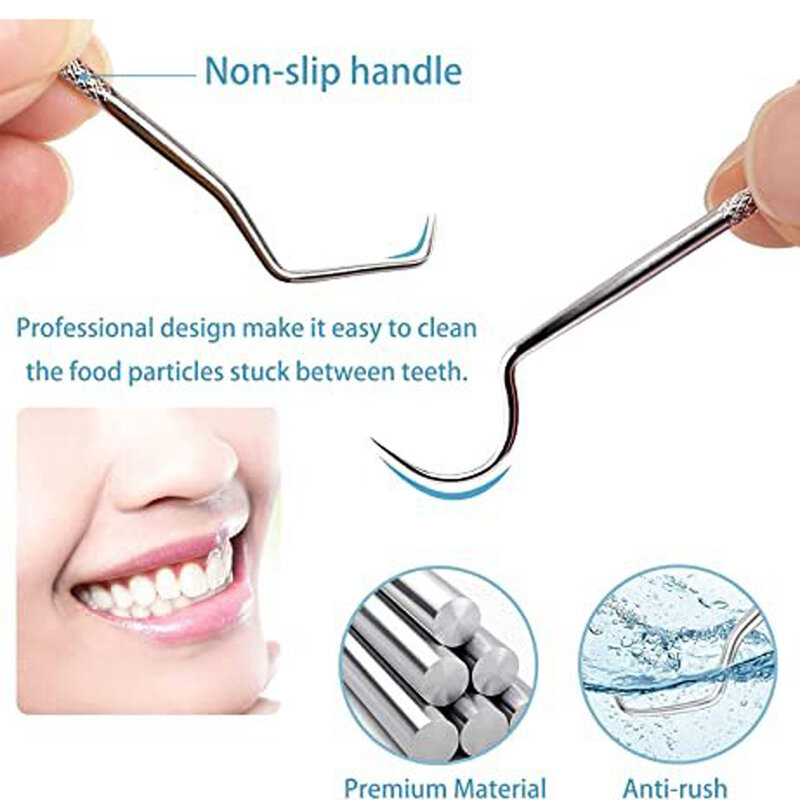 Ensemble de cure-dents en acier inoxydable, fil dentaire, cure-dents réutilisables, portable, nettoyant pour les dents, livres oraux