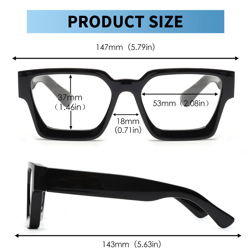 Óculos de leitura fotocromáticos JM 2 para mulheres, bloqueio quadrado azul, comp