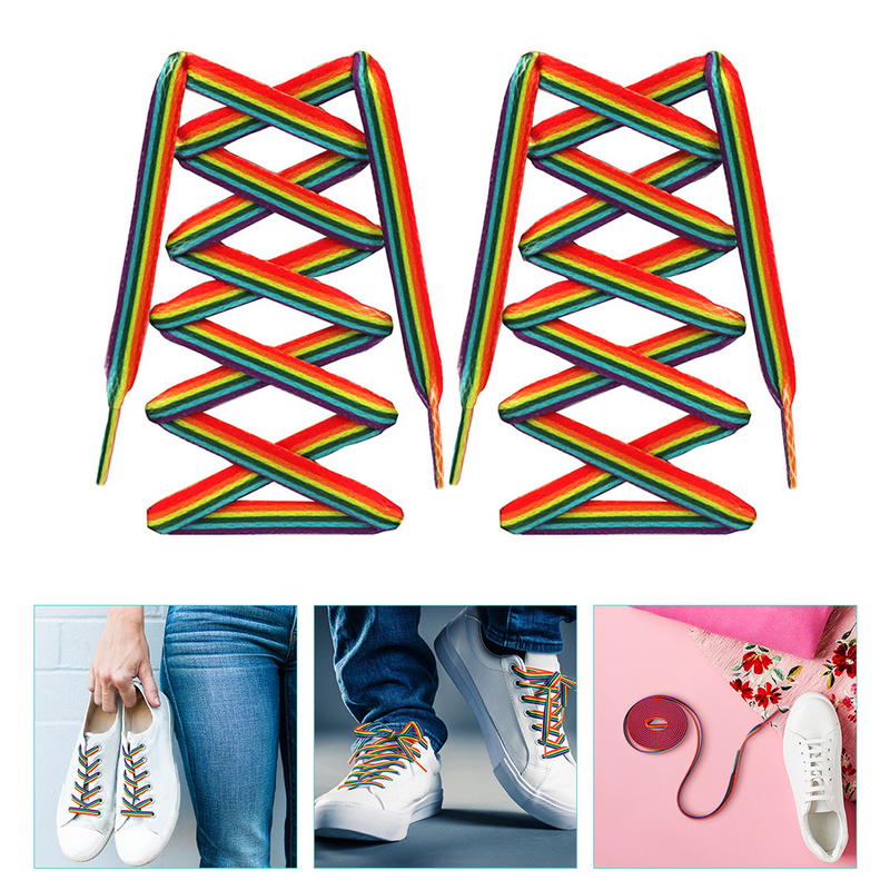 Rainbow Gradient Laces Canvas Shoes Ties Stylish Boot Shoelace Shoelaces Accessories Polyester Fashion Child