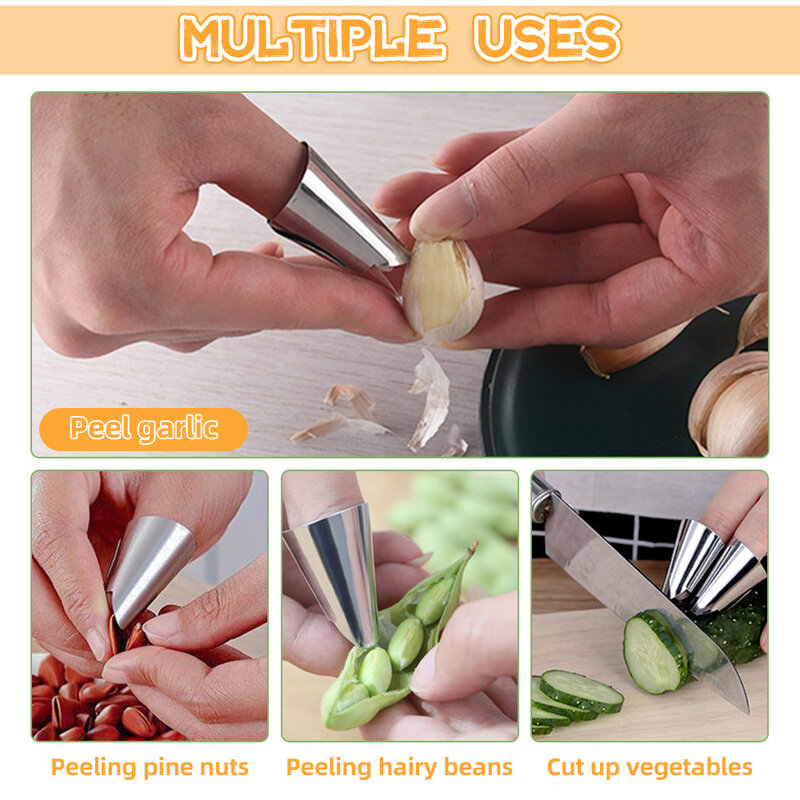 Protetor de dedo de aço inoxidável anti-corte protetor de dedo seguro vegetal corte mão protecter cozinha gadgets acessórios de cozinha