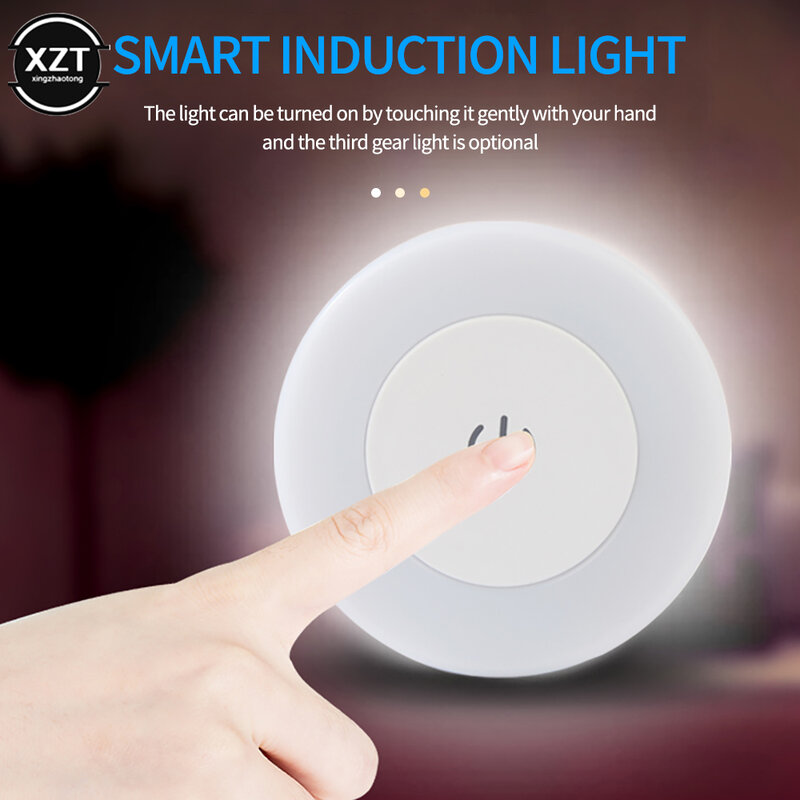 LED Touch Sensor Nacht Licht 3 Modi USB Aufladbare Magnetische Basis Wand Licht Runde Portable Dimmen Nacht Lampe Raum Dekoration