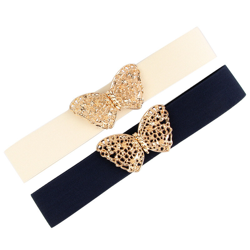 ZLY 2023 New Fashion Waist Band Women Adjustable Elastic Golden Hollow Carved Butterfly Shape Luxury Quality Versatile Waistband