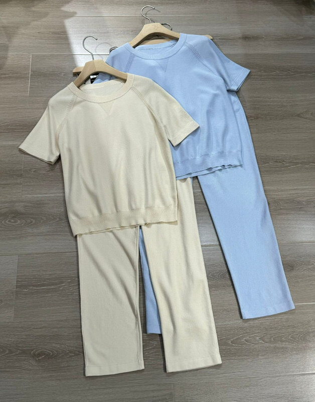 Spring summer thin casual jersey pant suit