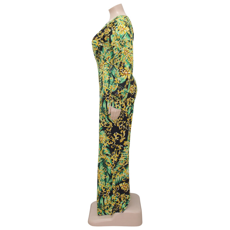Женский цельный комбинезон с цветочным принтом и широкими штанинами