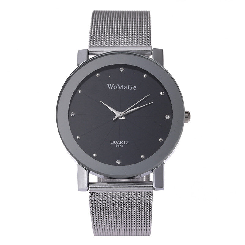 Womage Watch Fashion Couple Watches Casual White Dial Silver Mesh Band Quartz Wristwatches Men Women Best Gifts 2023