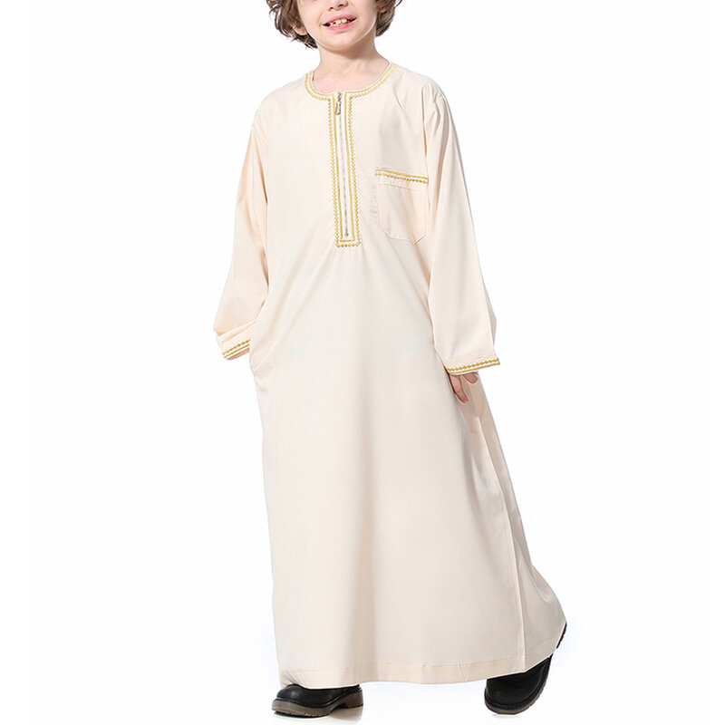 Baju Muslim anak-anak Arab Saudi, jubah doa Islam, pakaian anak laki-laki Jubba Thobe Abaya Kaftan Timur Tengah, jubah remaja