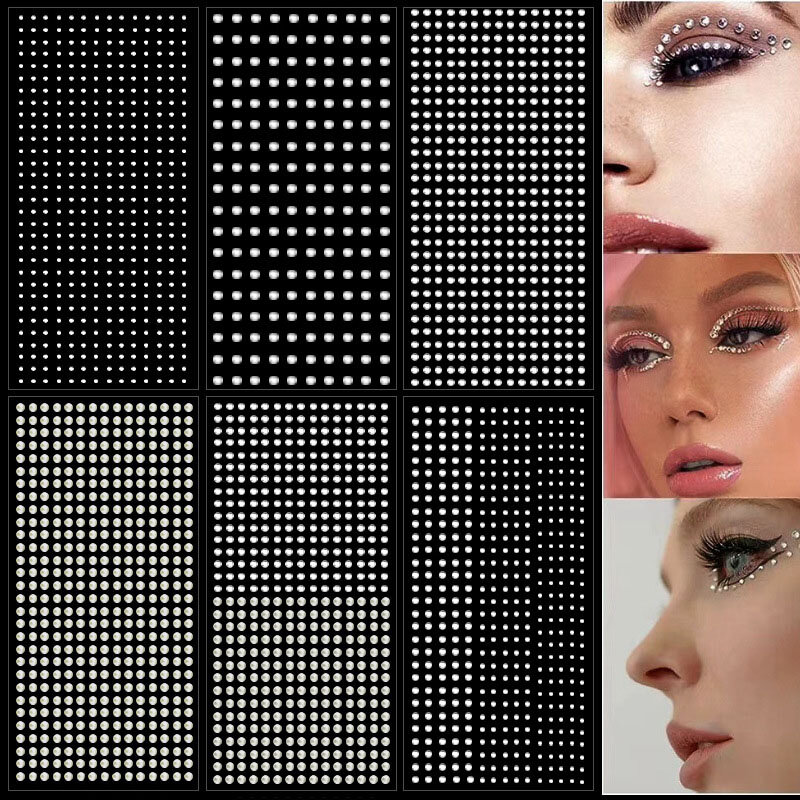 Mix 2mm/3/mm4mm perły do włosów przyklejane na samoprzylepne perły naklejki na twarz perły naklejki do włosów makijaż twarzy paznokci rzemiosło DIY