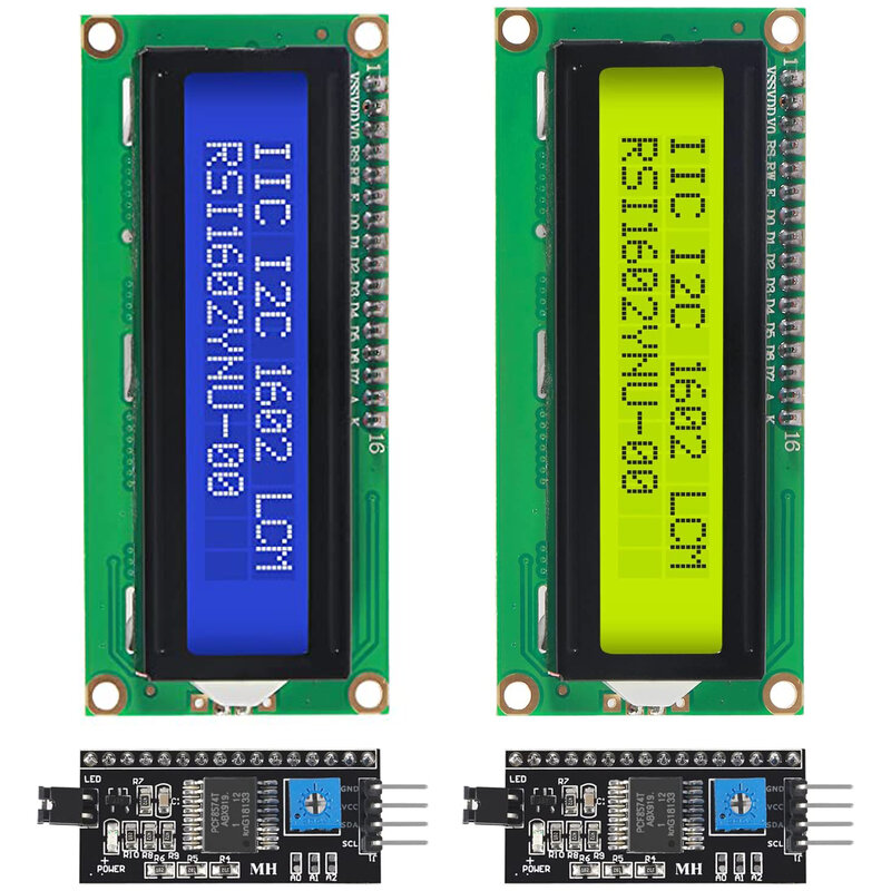 LCD1602 1602 LCD وحدة 16x2 حرف LCD أزرق/أصفر أخضر شاشة عرض PCF8574T PCF8574 IIC I2C واجهة 5 فولت لاردوينو