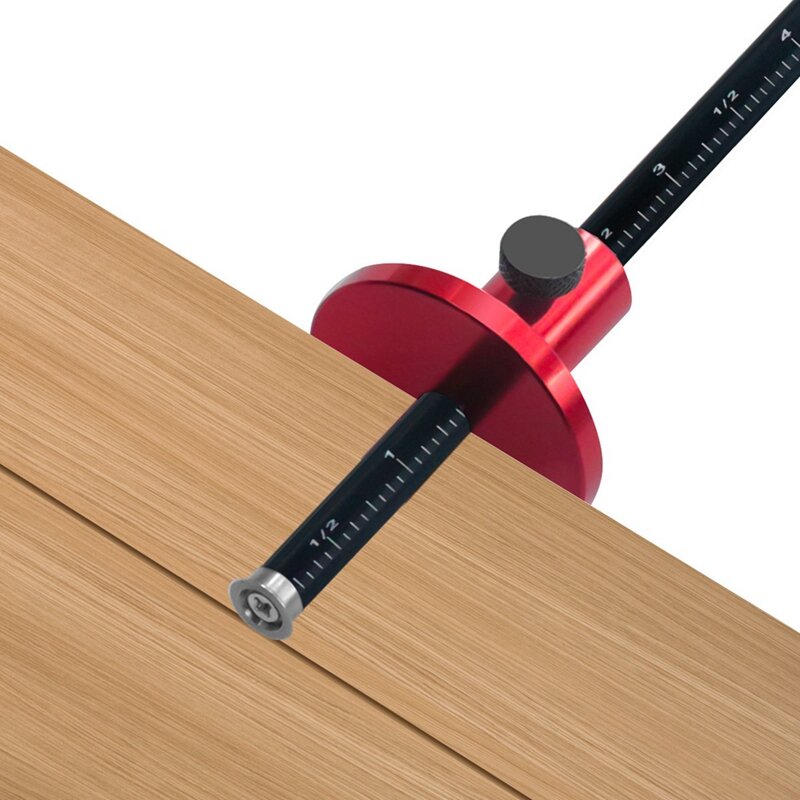 Trazador de carpintería con escala de pulgadas y Mm, dibujo de líneas paralelas, medición de muesca
