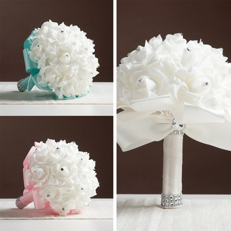 Ramo de flores artificiales para boda, centro de mesa de rosas, bola bordada, lirio Artificial, fiesta en casa