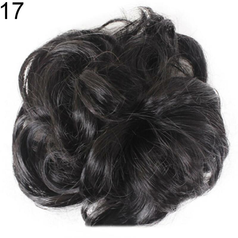 Synthetic Hair Bun Chignon para mulheres, bagunçado, encaracolado, faixa de cabelo, ondulado, Donut, perucas elásticas, crocantes, falsas, 16cm