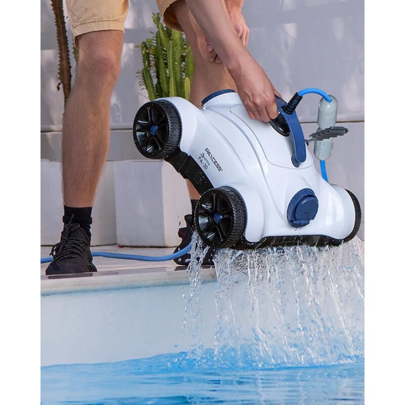 Limpiador robótico automático para piscina, con motores de Doble accionamiento, resistente al agua IPX8 y cable flotado de 33 pies, Ideal para la limpieza de piscinas en casa