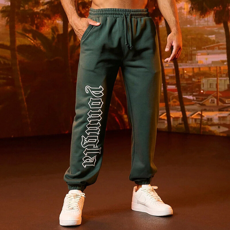 Celana olahraga pria, celana latihan basket lari Gym Jogger, celana kasual tali serut kebugaran olahraga Amerika baru 2024