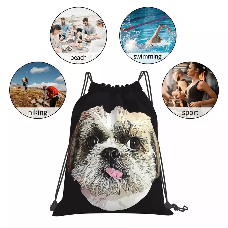 Shih Tzu Dog Backpacks Fashion Portable Drawstring Bags Drawstring Bundle Pocket Storage Bag Book Bags For Man Woman Students