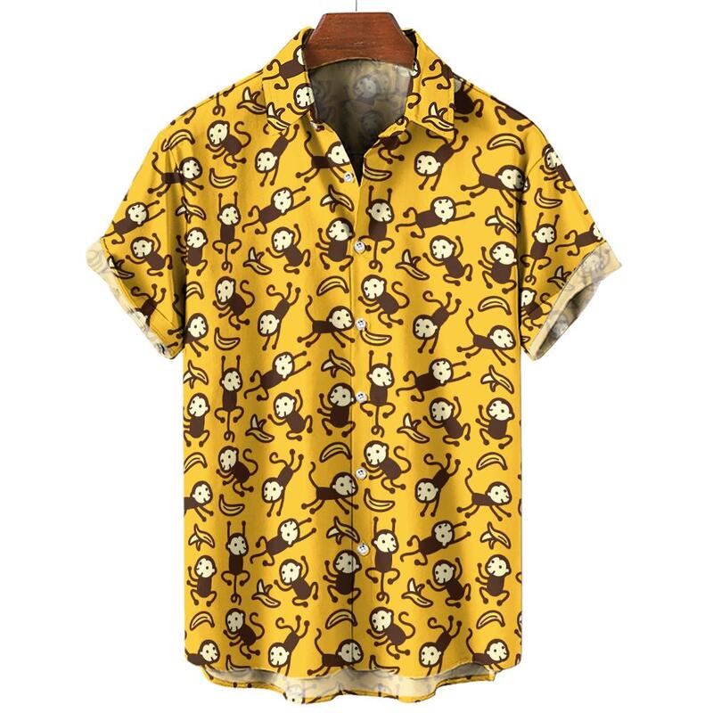 2024 hawajskie koszule męska 3D nadruki małpa grafika lato koszule z krótkim rękawem dla stylu hawajskim mody koszule unisex aloha