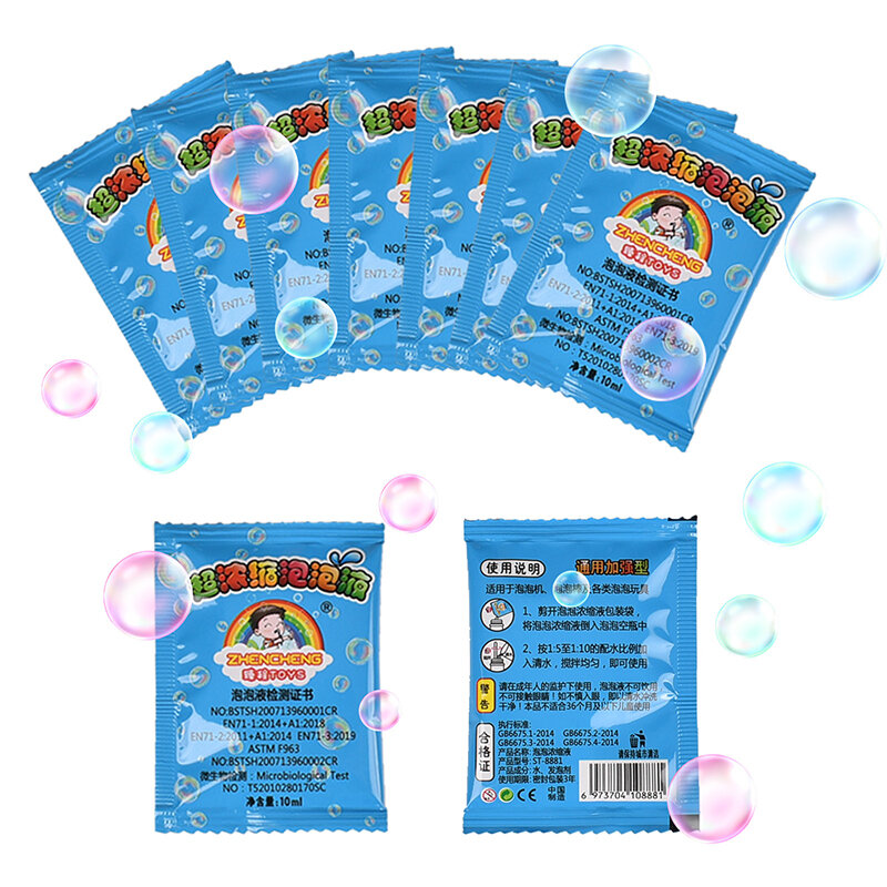 10 partes/pacote concentrado bolhas sabão líquido água bolha arma acessórios sabão bolha bolha bolha brinquedo máquina recargas 100ml