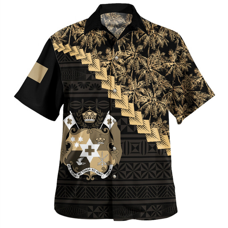 3D Printing The Kingdom Of Tonga National Flag Shirts Men Tonga Emblem Coat Of Arm Graphic Short Shirts Harajuku Shirts Clothing