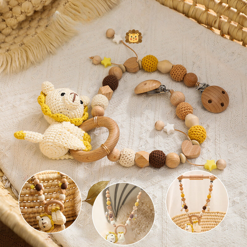 Baby Crochet passeggino giocattoli in legno appeso oceano passeggino dentizione sonaglio campana animali cellulari palestra passeggino pendenti regali giocattoli