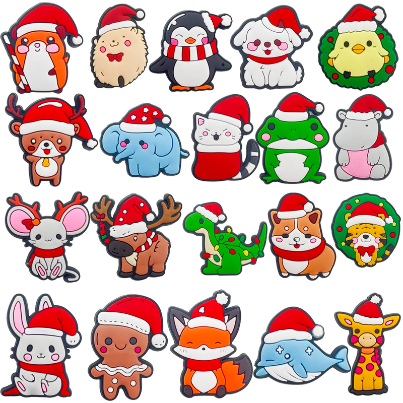 شجرة عيد الميلاد الحيوانات تمساح السحر ، أحذية ثلج ، زخرفة الصنادل ، اكسسوارات كعكة ، Jibz ، المراهقين ، طفل ، هدايا X-mas ، 49 قطعة