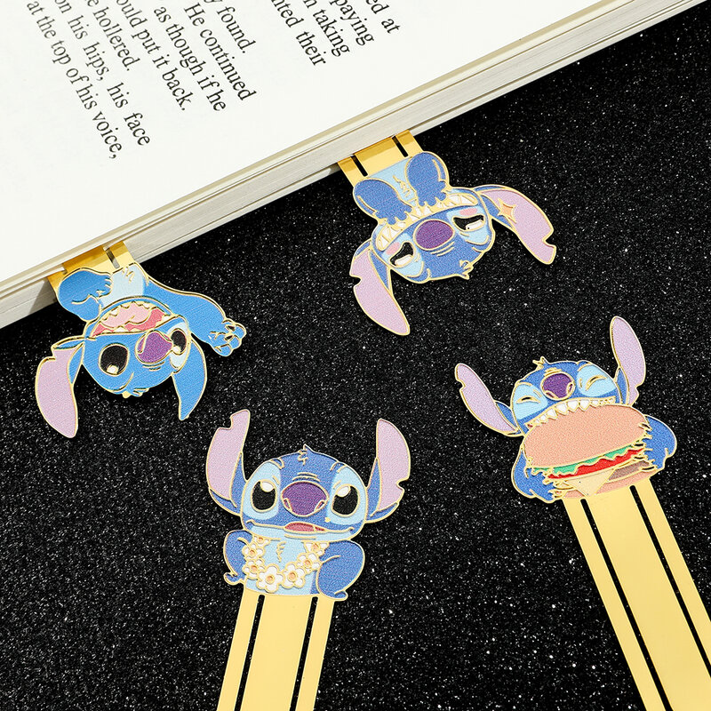 Penanda buku logam Stitch lucu kartun Disney untuk buku membaca hadiah kekasih untuk siswa belajar perlengkapan kantor koleksi tanda buku