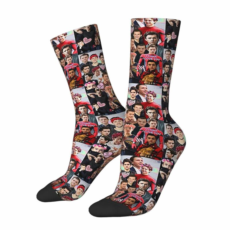 Tom Holland Collage Socken Harajuku super weiche Strümpfe ganzjährig lange Socken Zubehör für Unisex Geburtstags geschenk