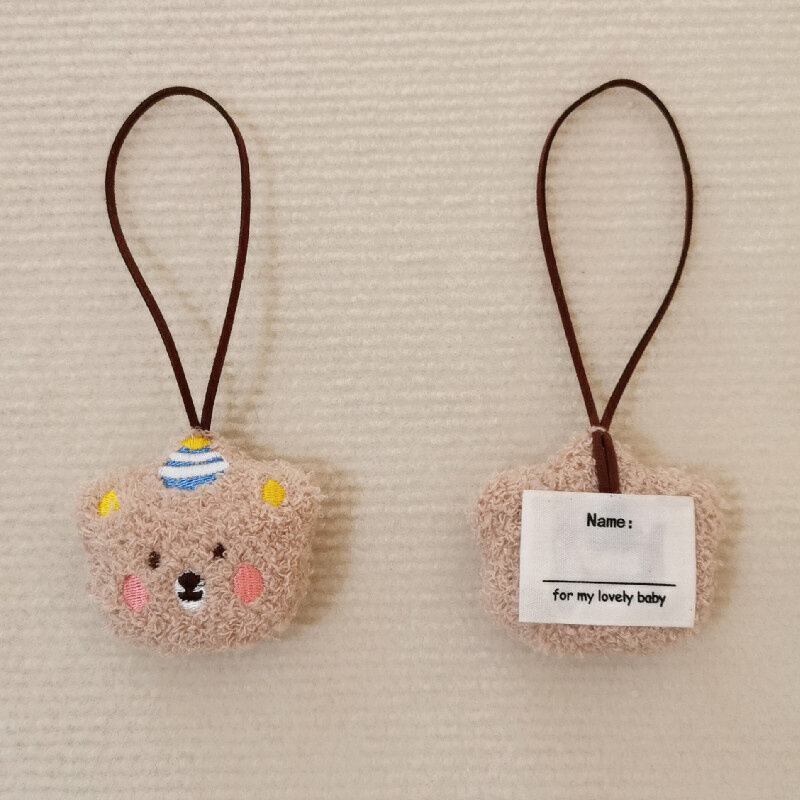 Llavero con cabeza de oso pequeño para mujer, colgante de tela, accesorios, funda para auriculares, decoración para bolso, 2023