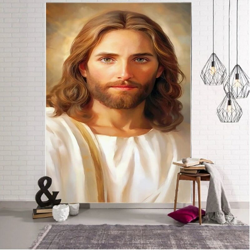 Chrześcijański urok Jesus zdjęcie tło gobelin dekoracyjny syn boga chrześcijańska wiara dekoracja w tle