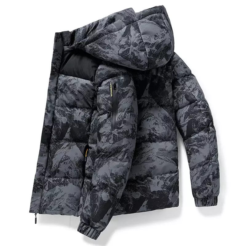 Casacos de camuflagem quente e grosso masculino, jaqueta de inverno, Parkas pretas, blusão tático ao ar livre, roupas coreanas, roupas masculinas