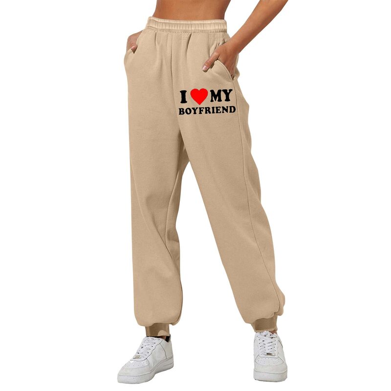 Hot Sale Women’s Fleece Lined Sweatpants Solid Straight Leg Pants Bottom Sweatpants Joggers Pants Workout High Waist Sweatpants