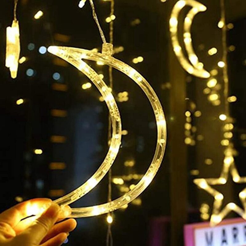 Veilleuse LED Moons et Étoiles Décoratives, Ramadan, Décoration de la Maison, ix, 3.5m, 1Set
