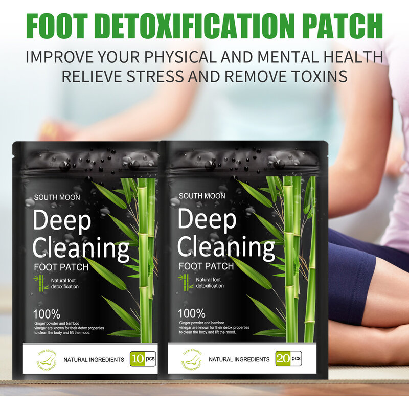 10pcs Detoxifying Foot Pads All-natural Bamboo Foot Detoxifying Relief Relieve Stress Improve Sleep Relaxation Deep Cleansing