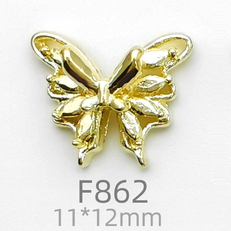 Dijes de diseño de mariposa de aleación 3D para decoración de uñas, accesorios de manicura con diamantes de imitación, arco, abeja, planeta, a granel, 10 unids/lote por bolsa