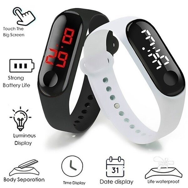 Reloj deportivo con pantalla LED para hombre y mujer, pulsera electrónica, resistente al agua, Unisex