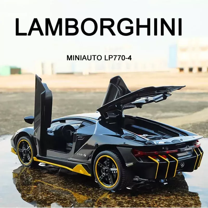 Lamborghinis-modelo de coche deportivo de aleación para niños, escala 1:32, LP770-4 750, Metal fundido a presión, sonido y luz, colección de juguetes, regalo