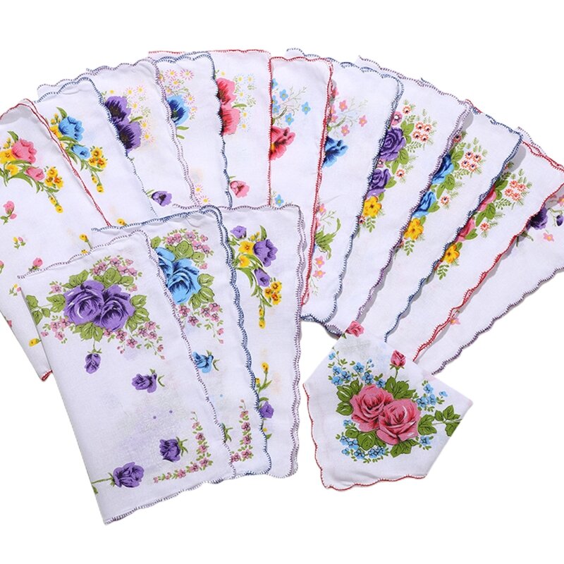 Pañuelos florales para mujer, pañuelo bolsillo algodón Natural reutilizable, suministros baño para bebé para fiesta