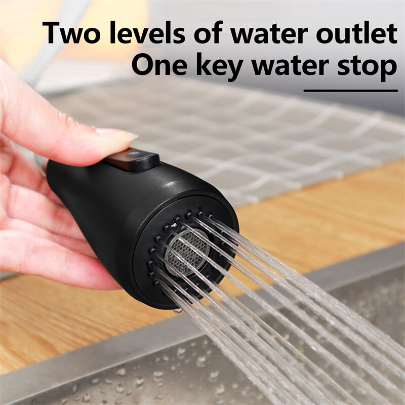 Keran dapur, keran dapur fleksibel Pull-Out Mixer Tap 2 mode Nozzle keran air dingin dan panas rotasi 360 °
