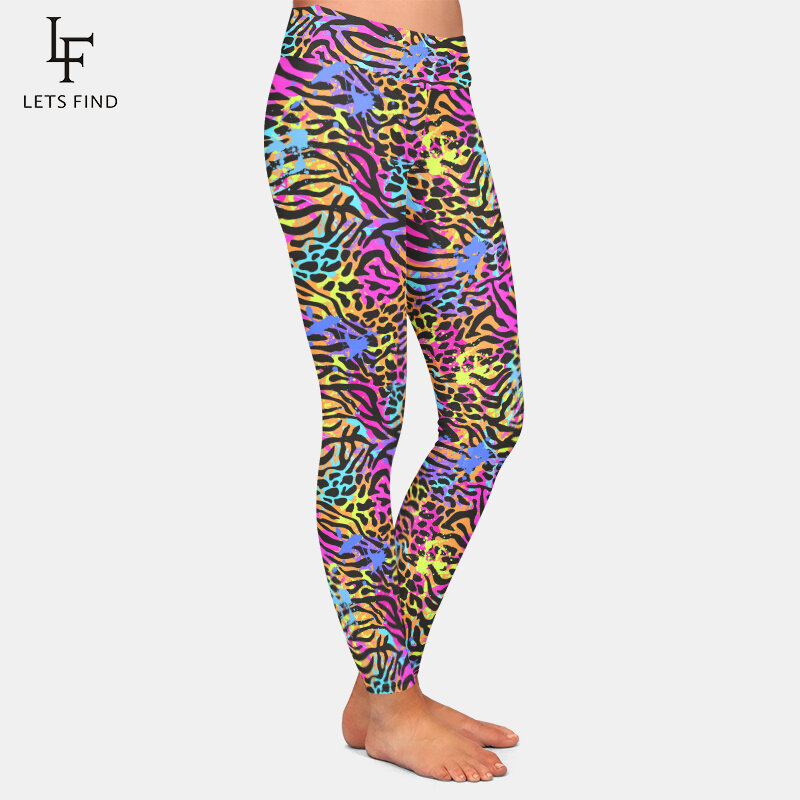 LETSFIND-Leggings impressão padrão leopardo 3D das mulheres, cintura alta calças de fitness, meninas magras, moda sexy, alta qualidade