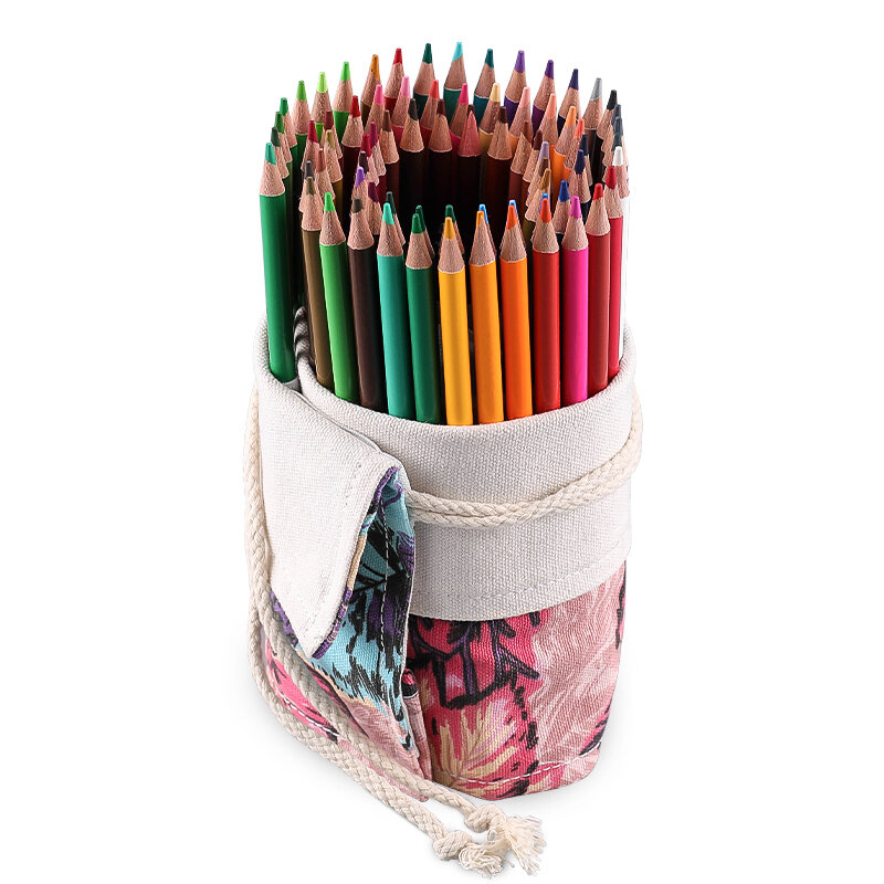 12/24/36/48/72 Hole Colorful Cloth Pencil Case Stationery Cosmetic Pencil Storage Bag Pencil roll School Supplies 050045