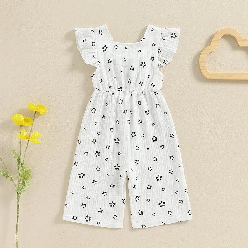 2024-04-03 Lioraitiin 6M-4Y Toddler Summer Kids Girl Romper Casual Floral Print Ruffle Jumpsuit Pants Casual Cute Clothes