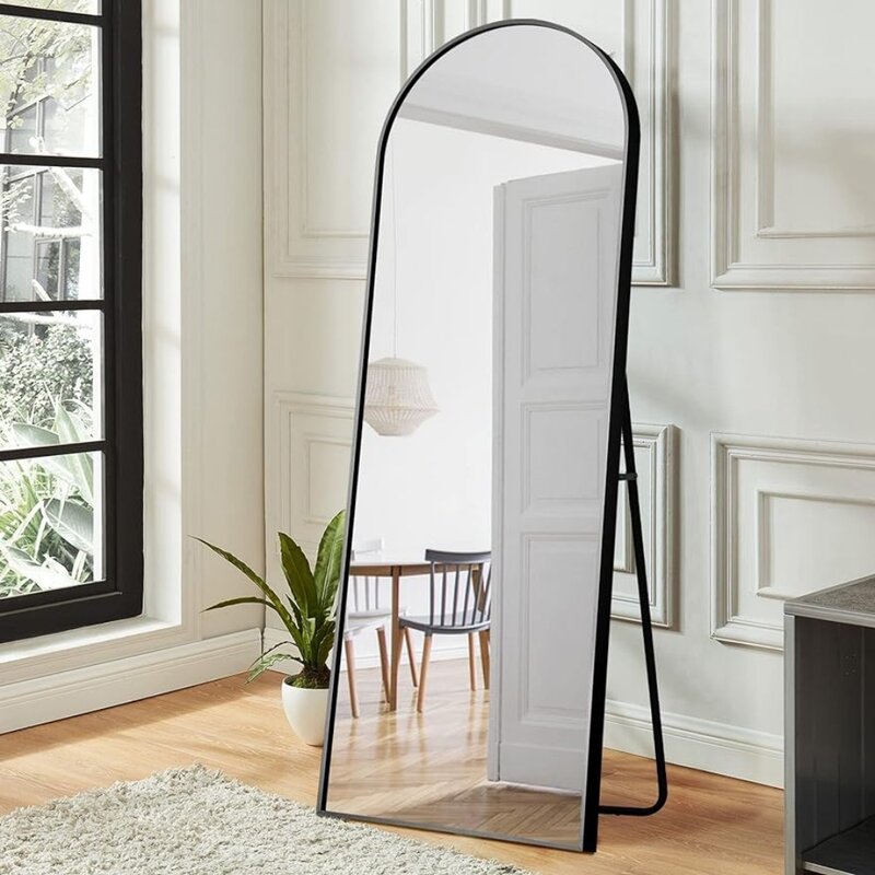 Гардеробное зеркало от пола до потолка с подставкой, полноразмерное туалетное зеркало, подвесное или прилегающее к стене, черное золото