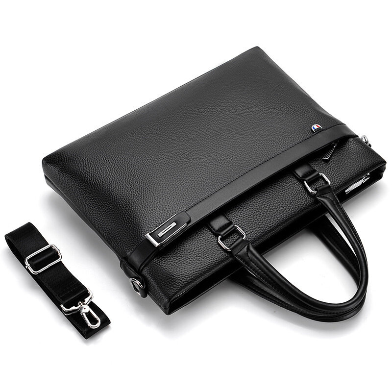 Business Black Men's Briefcase Bag Soft Leather Handbag Luxury Shoulder Messenger Casual Man Laptop Tote