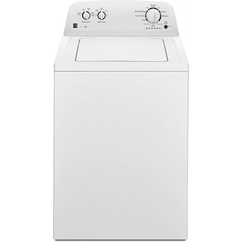 Mesin cuci atas Kenmore dengan agitator aksi ganda, mesin cuci cuci pemuat atas baja tahan karat, 3.5 cu. ft. Kapasitas putih