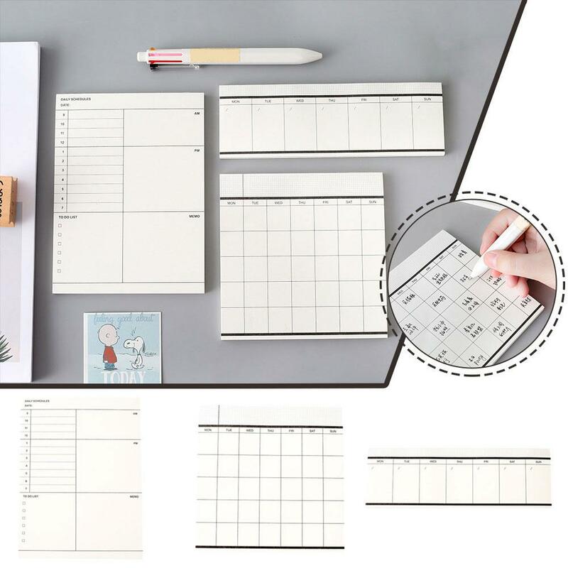 Planejador de papel para escritório e escola, planejador semanal, planejador mensal e semanal, bloco de notas para lista, papelaria, memorando, bloco de notas, g4d4