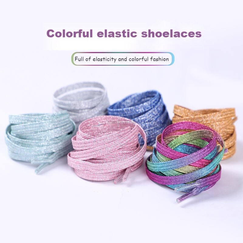 Rainbow Elastic Laces para Sneakers, Bandas planas coloridas, No Tie Shoe Laces, Acessórios para sapatos para adultos e crianças