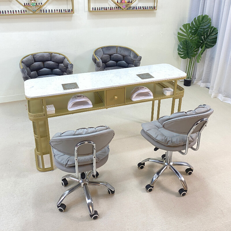Organizer Meja kuku profesional, Penyimpanan kursi meja kuku Nordik Modern dengan rancangan seni Tavolo Per ungkie Salon Furniture