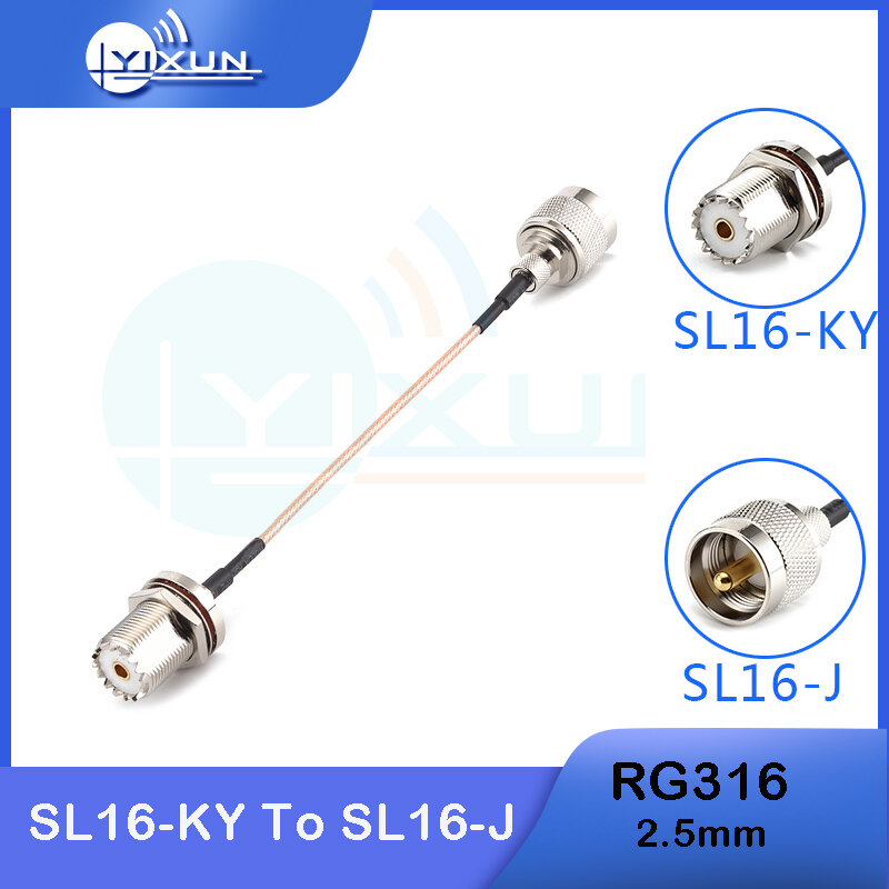 1ชิ้น RG316 SL16-KY ต่อ SL16-J สายเชื่อมต่อ SL16ตัวผู้กับตัวเมียผมเปียโคแอกเซียลหางหมู