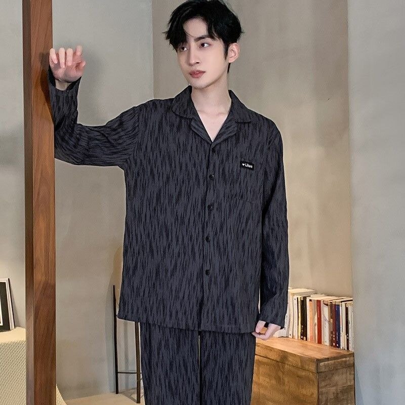 Sense of Advanced Pajamas Men's Spring and Autumn Pure Cotton Long Sleeve Casual Suit Loungewear Can Be Worn Outside Pajama Set