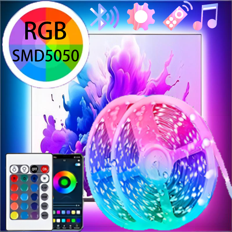 Светодиодная лента RGB 5050 с дистанционным управлением по Bluetooth, USB, 1 м, 2 м, 3 м, 4 м, 5 м, 10 м, 15 м, 20 м