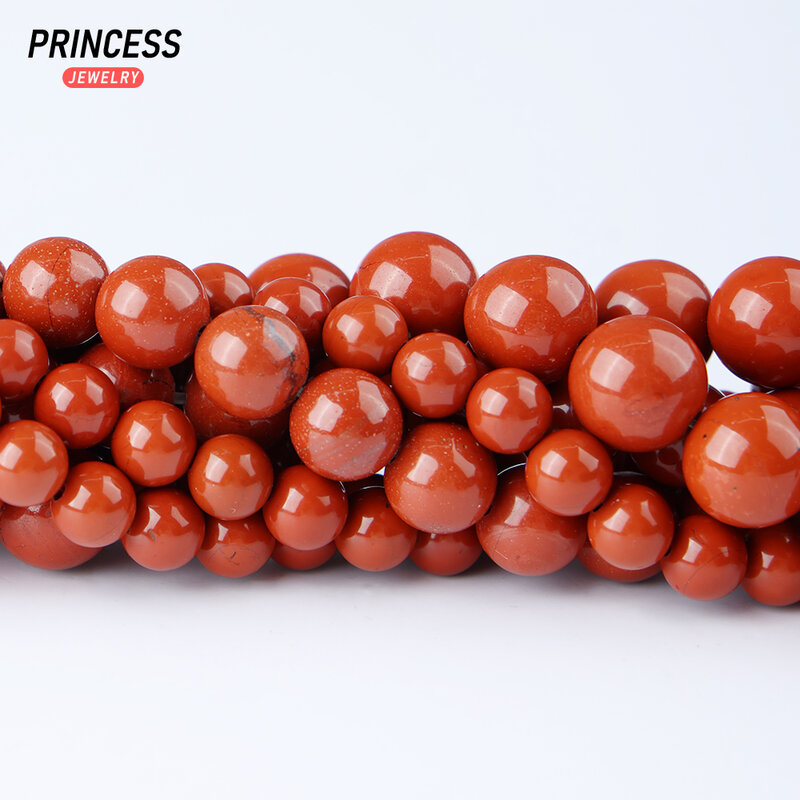 A +++ manik-manik batu giok Jasper merah alami untuk membuat perhiasan DIY gelang kalung aksesori jahit 4 6 8 10 12mm